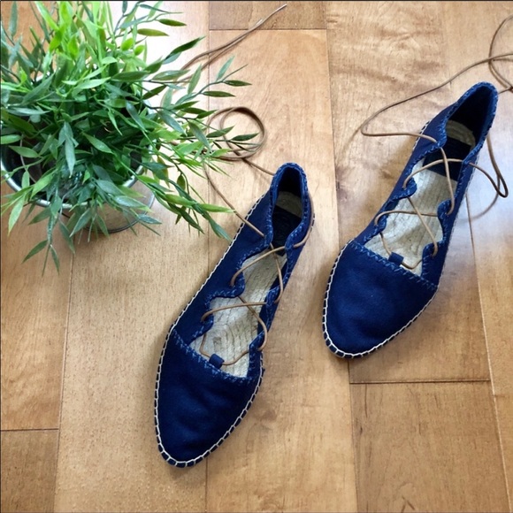 TORY BURCH Sonoma Ankle Wrap Espadrille denim flat - Picture 4 of 8